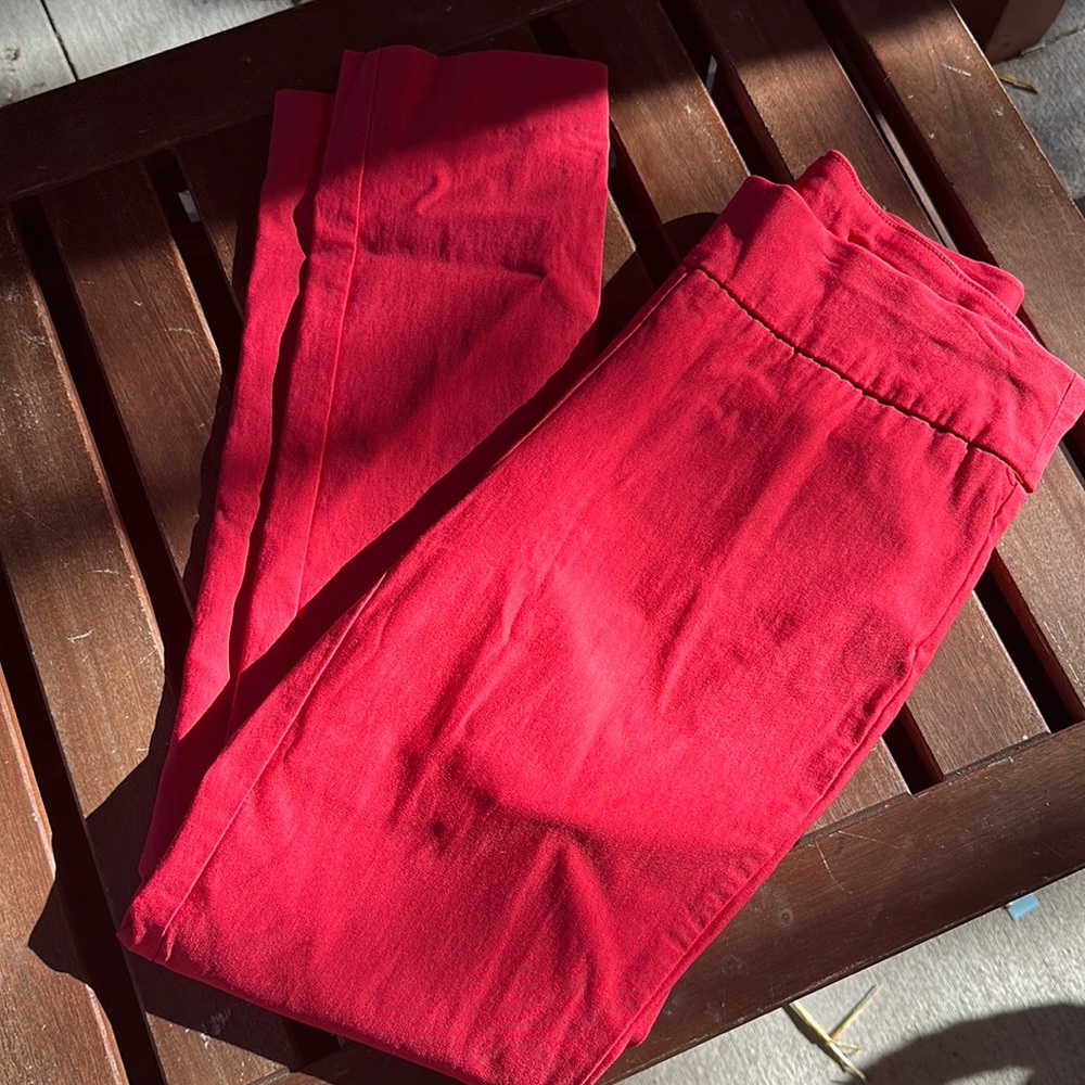 Chico's So Slimming Ankle Pants Pink Red Shimmer Size 00 XS